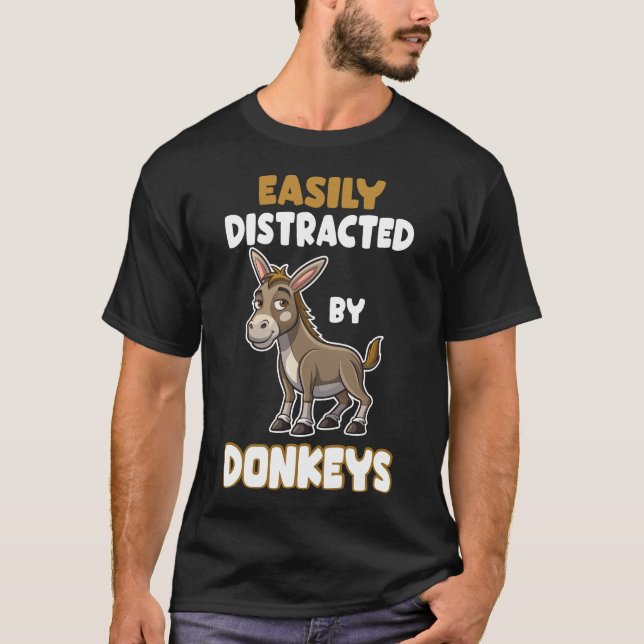 Camiseta Fácilmente Distraído por Burros (Anverso)