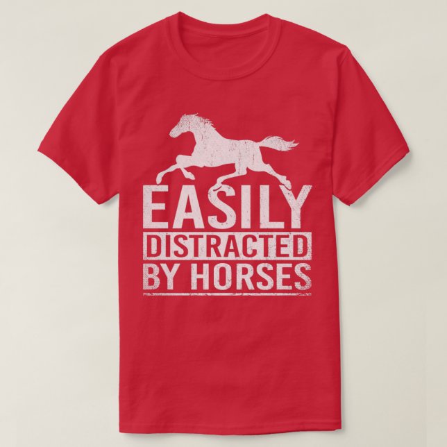 Camiseta Fácilmente Distraído Por Caballo Retro De Caballos (Diseño del anverso)