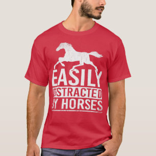 Camiseta Fácilmente Distraído Por Caballo Retro De Caballos