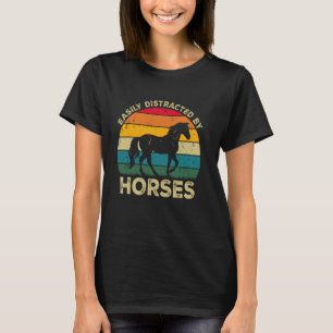 Camiseta Fácilmente Distraído Por Caballos, Divertido Amor 