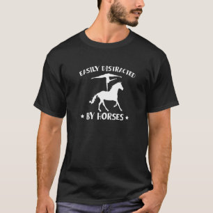 Camiseta Fácilmente Distraído Por Caballos Ecuestre Saltos