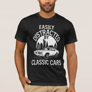 Camiseta Fácilmente Distraído Por Coches Clásicos Divertido
