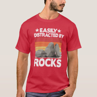 Camiseta Fácilmente Distraído Por Coleccionista De Rocas Mi