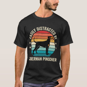 Camiseta Fácilmente Distraído por Doberman Pinscher Retro P