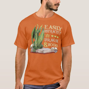 Camiseta Fácilmente Distraído Por Dragones Y Libros Libro D