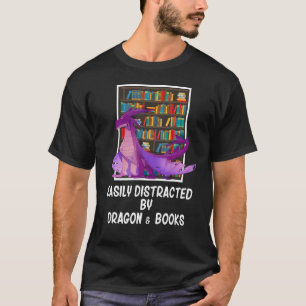 Camiseta Fácilmente Distraído Por Dragones Y Libros Nervios