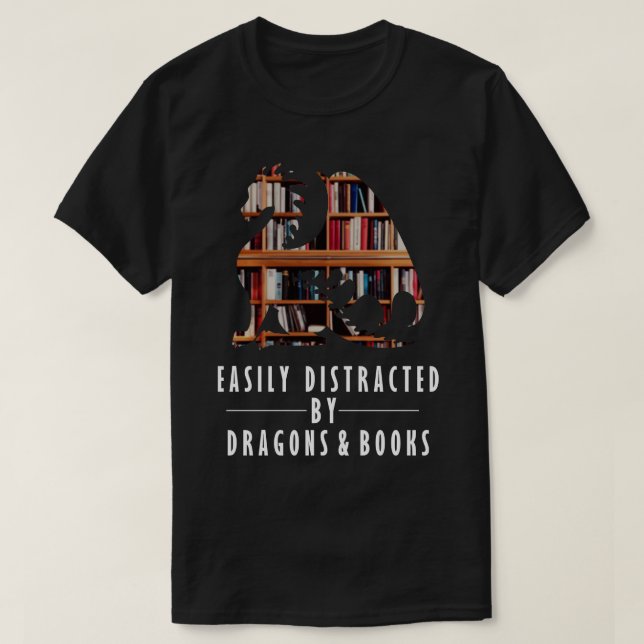 Camiseta Fácilmente Distraído Por Dragones Y Regalo De Nerd (Diseño del anverso)