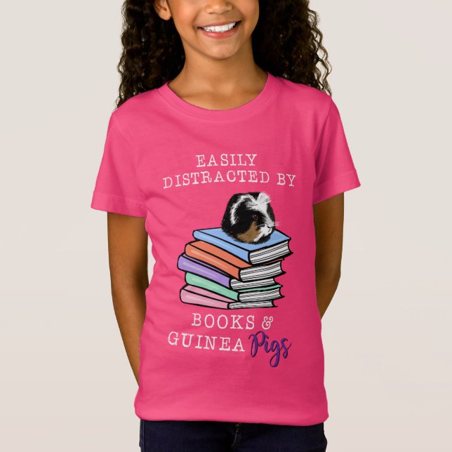 Camiseta fácilmente distraído por el libro y los cerdos de  (Anverso)