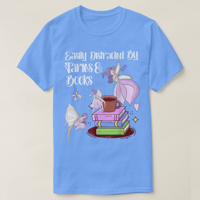Camiseta Fácilmente Distraído Por Fe Y Libros Cuesta Fantas (Diseño del anverso)