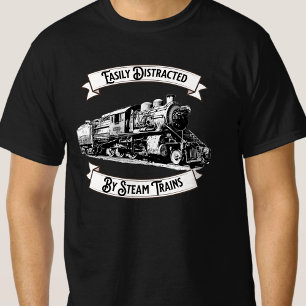 Camiseta Fácilmente Distraído Por Ferrocarril De Motor De