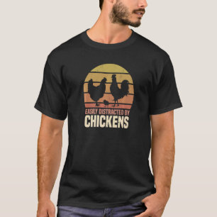 Camiseta Fácilmente Distraído por Gallinas Gráfico de Galli
