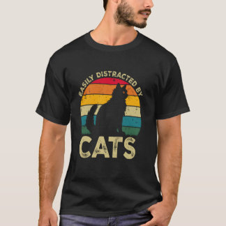Camiseta Fácilmente Distraído Por Gatos, Amantes De Gatos D