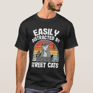 Camiseta Fácilmente Distraído Por Gatos Callejeros Mapache 