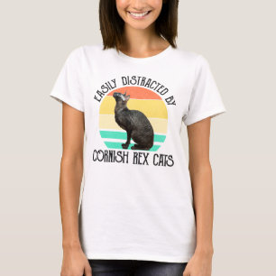 Camiseta Fácilmente Distraído Por Gatos Cornish Rex