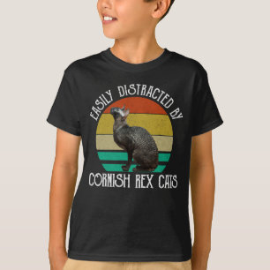 Camiseta Fácilmente Distraído Por Gatos Cornish Rex