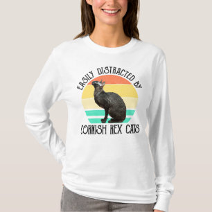 Camiseta Fácilmente Distraído Por Gatos Cornish Rex