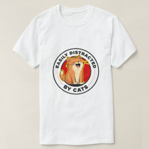 Camiseta Fácilmente Distraído Por Gatos Diseño Divertido Pa