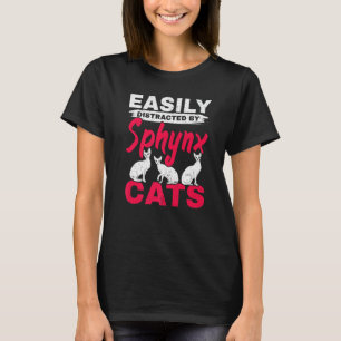 Camiseta Fácilmente Distraído Por Gatos Sphynx Gatito Minin