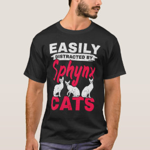Camiseta Fácilmente Distraído Por Gatos Sphynx Gatito Minin