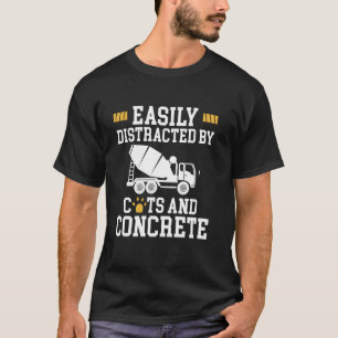 Camiseta Fácilmente Distraído Por Gatos Y Cuadrilla De Obre