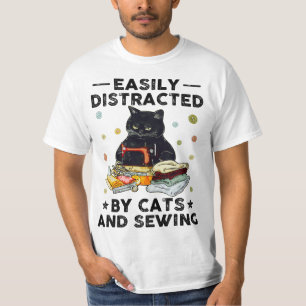 Camiseta Fácilmente Distraído Por Gatos Y Masticado, Fa D
