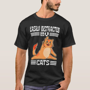 Camiseta Fácilmente Distraído Por Gatos Yoga Gato