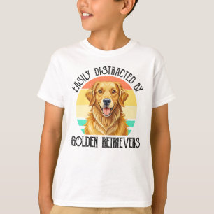 Camiseta Fácilmente Distraído Por Golden Retrievers