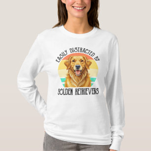 Camiseta Fácilmente Distraído Por Golden Retrievers