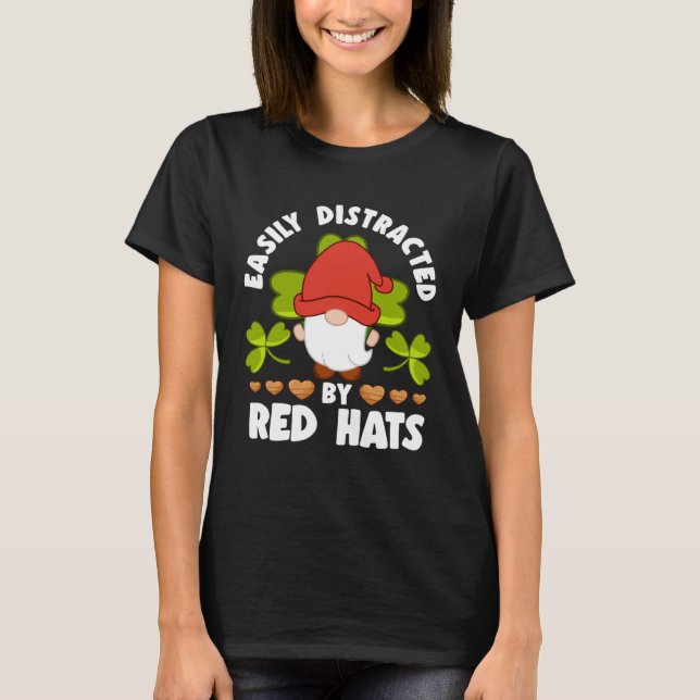 Camiseta Fácilmente Distraído Por Gorras Rojos Con Gnome De (Anverso)