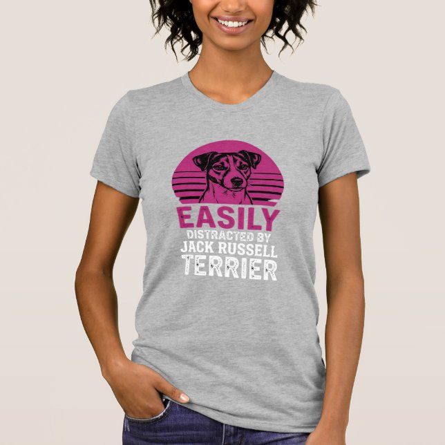 Camiseta Fácilmente Distraído Por Jack Russell Terrier (Anverso)