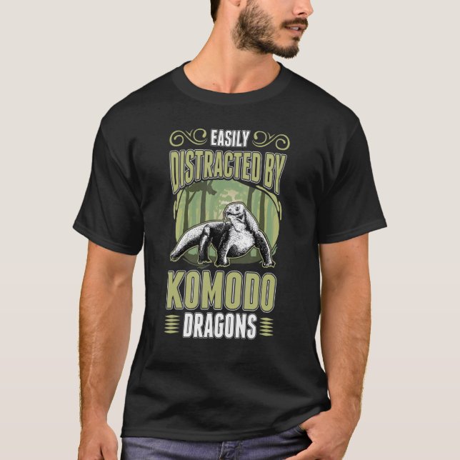 Camiseta Fácilmente Distraído Por Komodo Dragons (Anverso)
