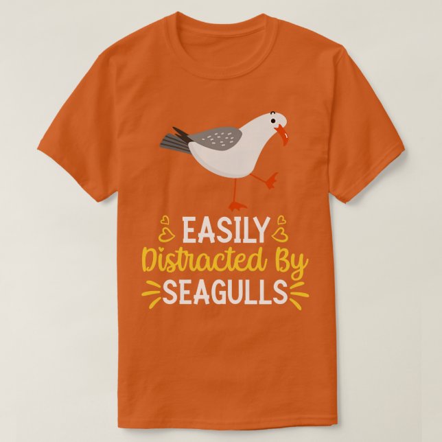Camiseta Fácilmente Distraído Por Las Gaviotas (Diseño del anverso)