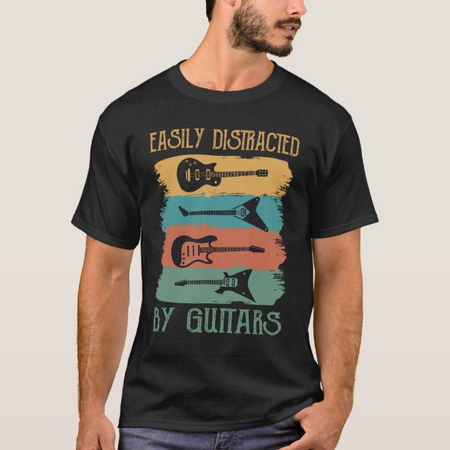 Camiseta Fácilmente distraído por las guitarras (Anverso)