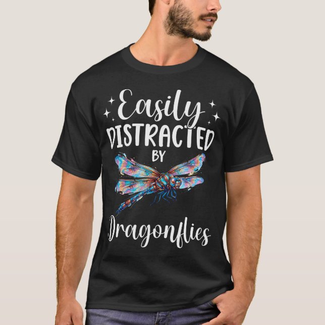 Camiseta Fácilmente Distraído Por Libélulas Libélula (Anverso)