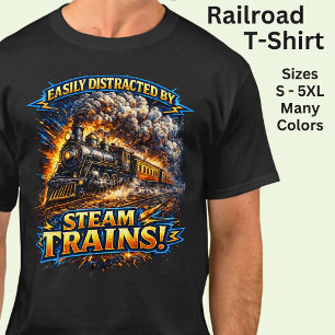 Camiseta Fácilmente Distraído Por Locomotoras De Vapor