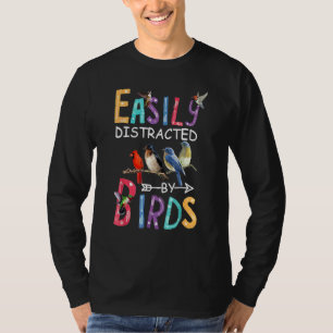 Camiseta Fácilmente Distraído Por Loros Pájaros