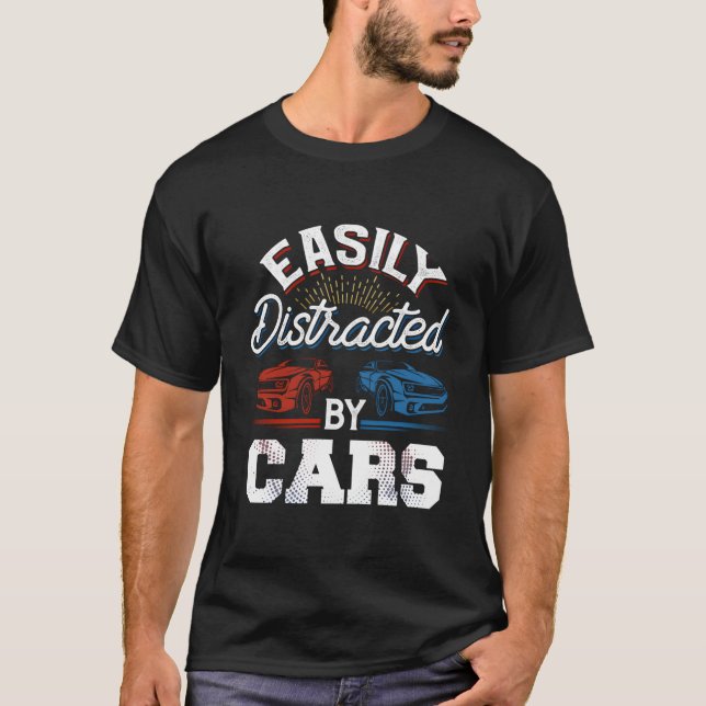 Camiseta Fácilmente Distraído Por Los Aficionados A La Carr (Anverso)