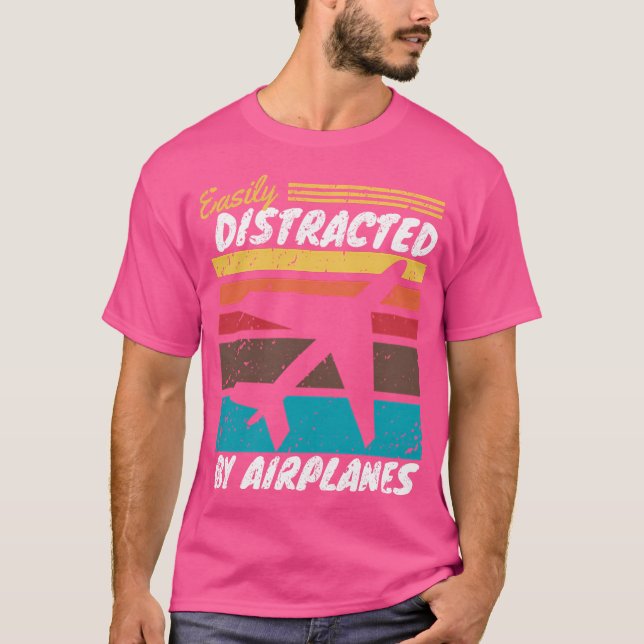 Camiseta Fácilmente Distraído Por Los Aviones (Anverso)