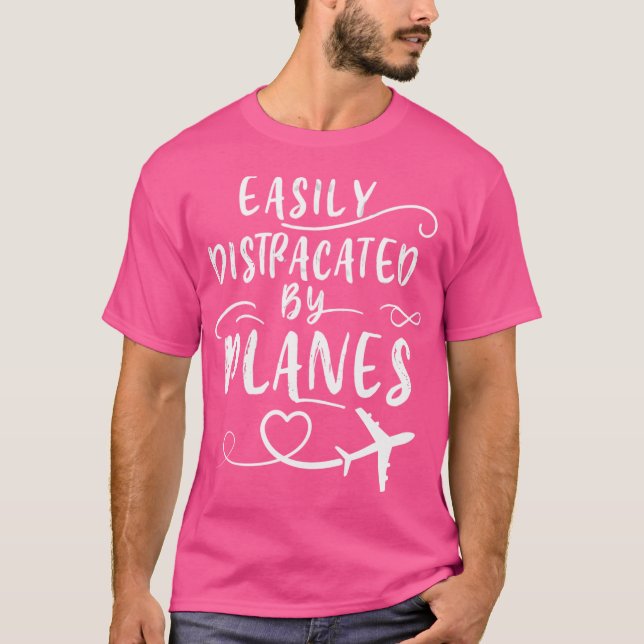Camiseta Fácilmente Distraído Por Los Aviones (Anverso)