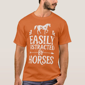 Camiseta Fácilmente Distraído Por Los Caballos De Carreras 