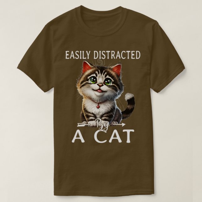 Camiseta Fácilmente distraído por los gatos 5 (Diseño del anverso)