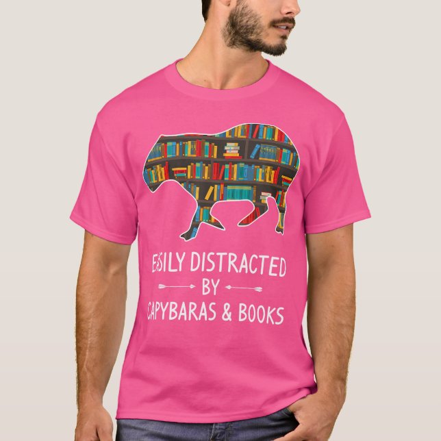 Camiseta Fácilmente Distraído Por Los Libros De Capybaras E (Anverso)