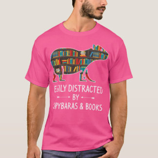 Camiseta Fácilmente Distraído Por Los Libros De Capybaras E