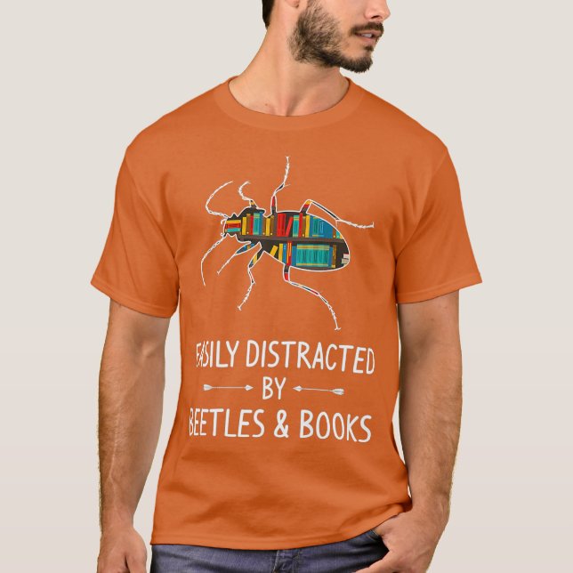 Camiseta Fácilmente Distraído Por Los Libros De Escarabajos (Anverso)
