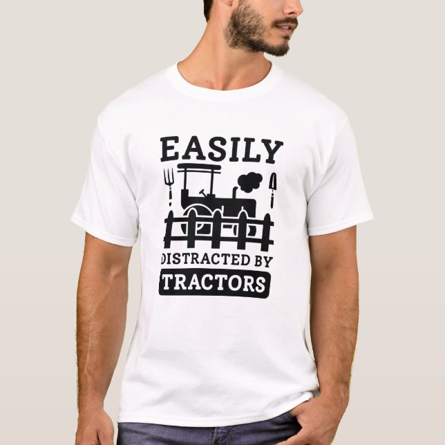 Camiseta Fácilmente Distraído Por Los Tractores (Anverso)