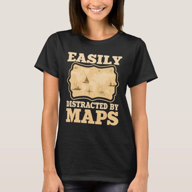 Camiseta Fácilmente Distraído Por Mapas Mapa De Maestros Ge (Anverso)