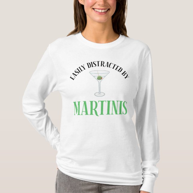 Camiseta Fácilmente Distraído Por Martinis (Anverso)