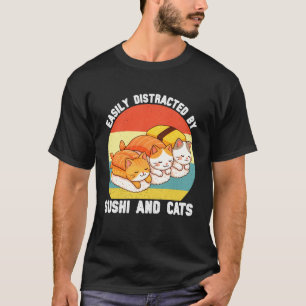 Camiseta Fácilmente Distraído por Mujeres Chicas de Sushi y
