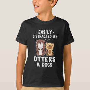 Camiseta Fácilmente Distraído Por Nutrias Y Perros Divertid