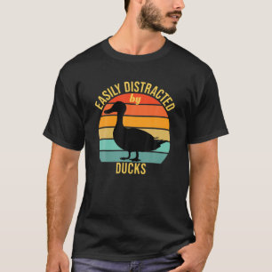 Camiseta Fácilmente Distraído Por Pavos Retro De Aves Vinta